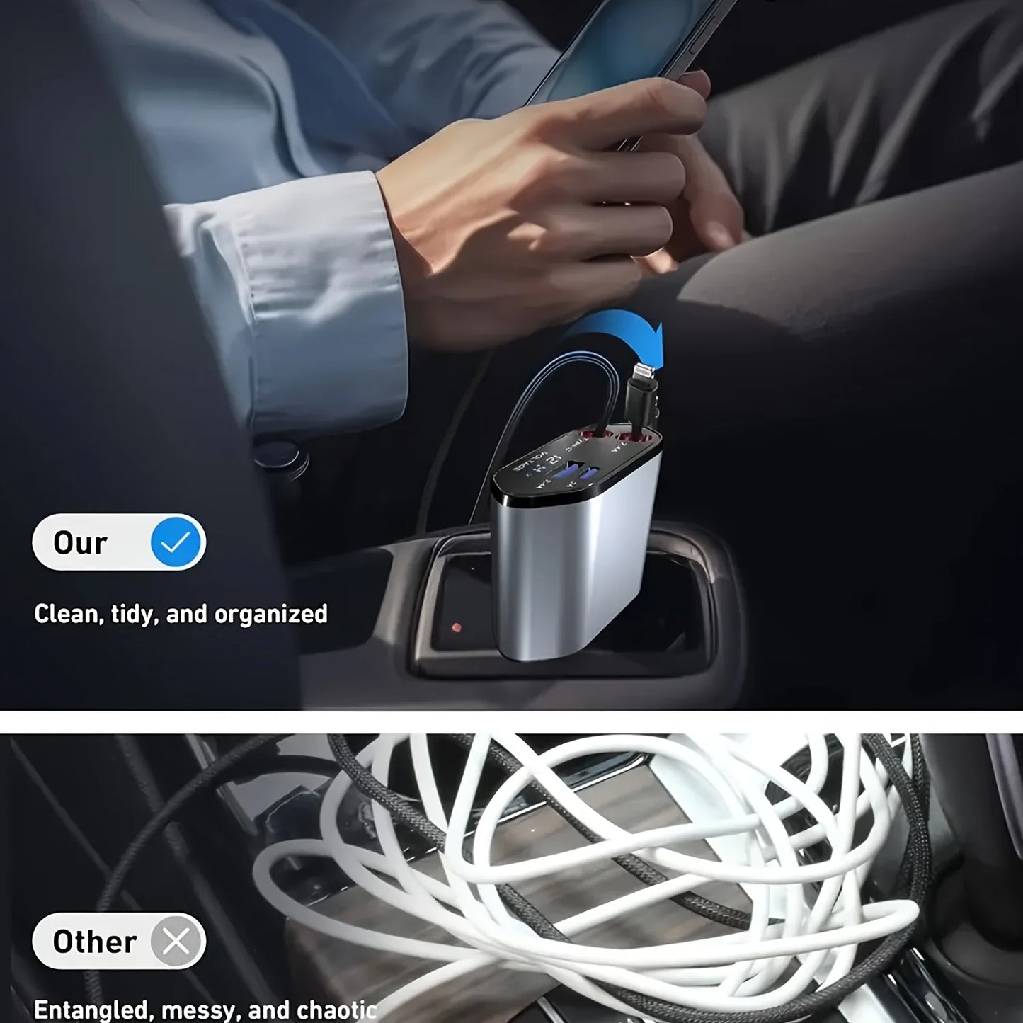 4-in-1 Retractable Fast Car Charger