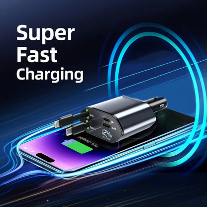 4-in-1 Retractable Fast Car Charger