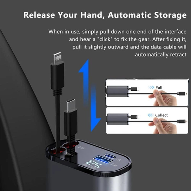 4-in-1 Retractable Fast Car Charger