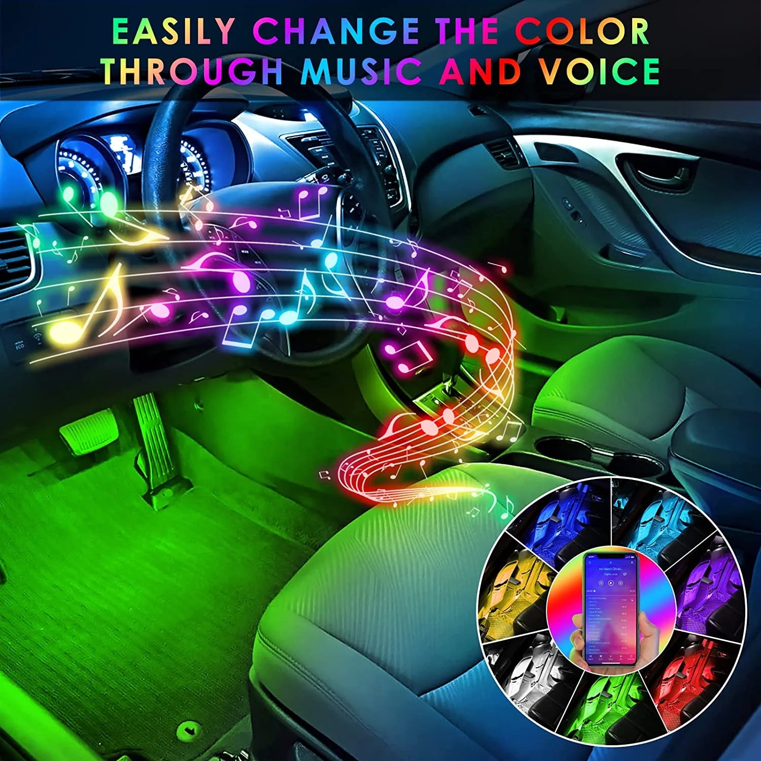 Interior Car LED Light Kit (App Control + Music Sync)