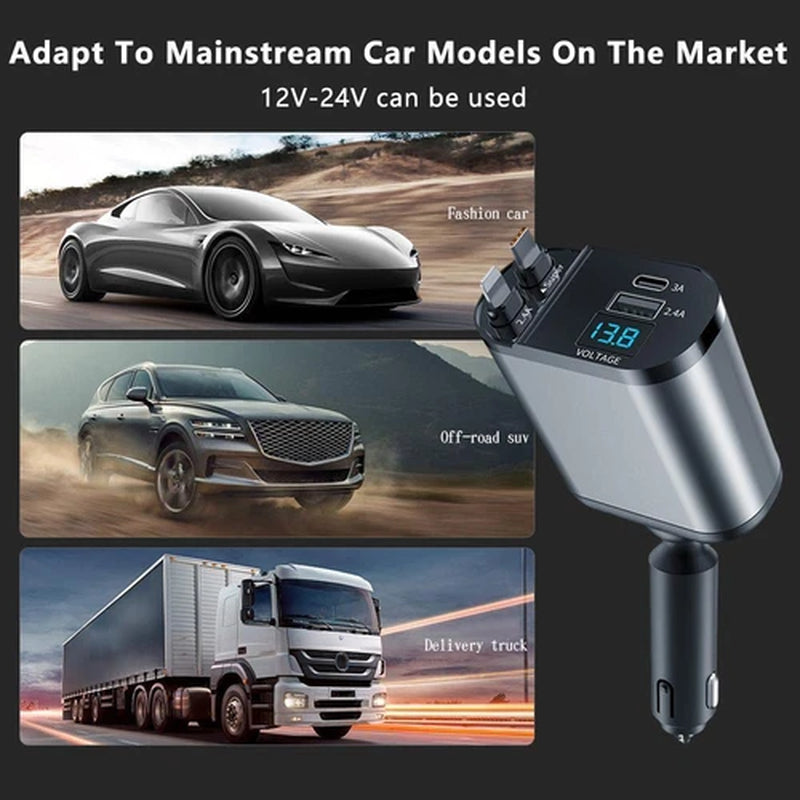 4-in-1 Retractable Fast Car Charger