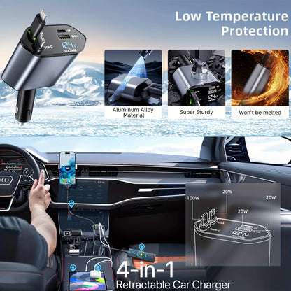4-in-1 Retractable Fast Car Charger