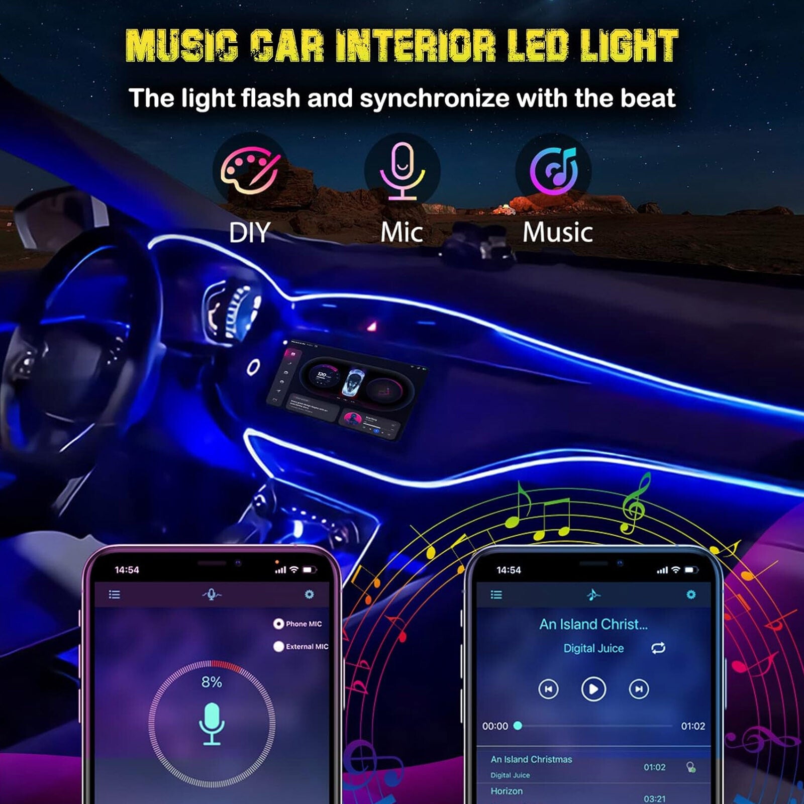 RGB LED Interior Ambient Light Strip Kit